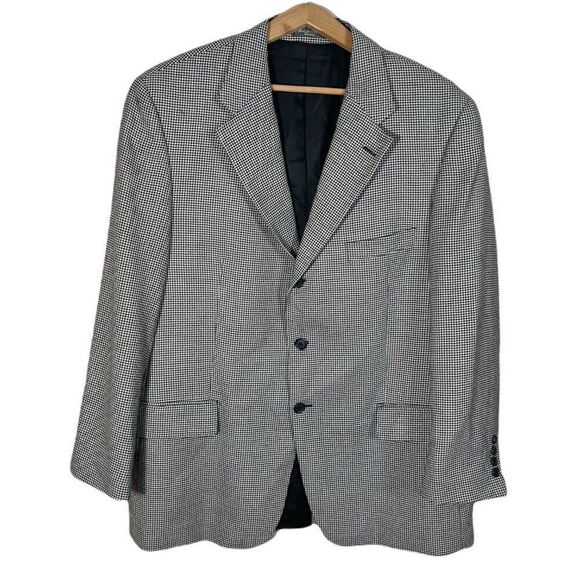 Vintage Other - Cashmere Harold Powell Men's Houndstooth Blazer Sportcoat Suit Jacket Size 46